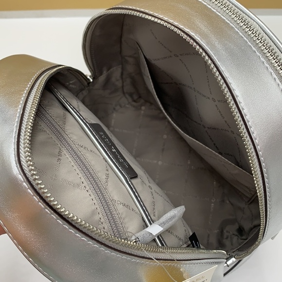 Michael Kors Jet Set Girls Adina Medium Backpack MK Bright White Silver … - Picture 14 of 16